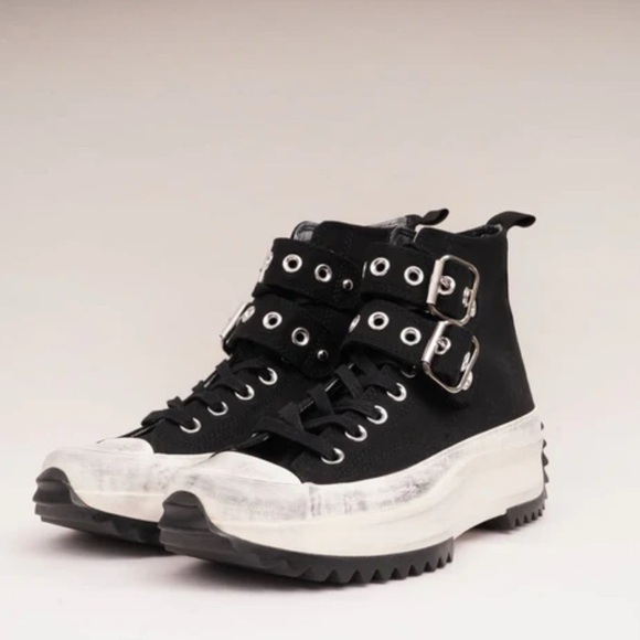 Converse Run Star Hike Platform Sneakers 9.5 Black Canvas Chuck Taylor Shoes​ - Picture 1 of 10